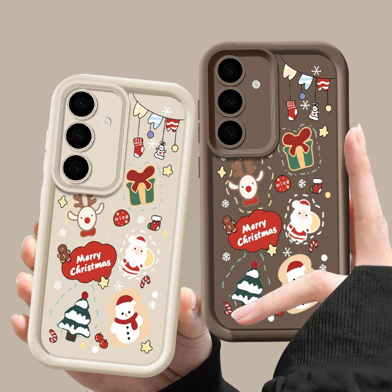 Cartoon Weihnachtsbaum Druck Hülle für Samsung S25 Ultra S24 FE S23 S22 A56 A36 A16 A15 A55 A35 TPU Weich Matt Stoßfest Handyhülle