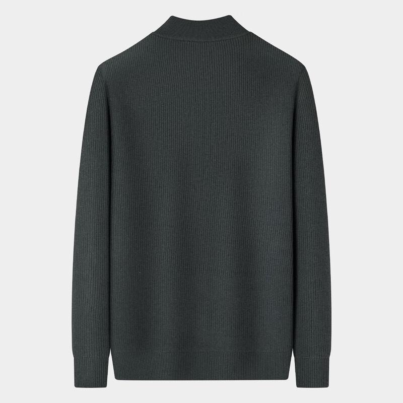 Shanshan Men's Thick Pure Wool Zipper Stand Collar Cardigan