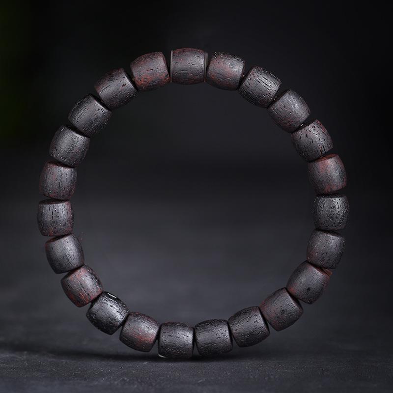 Myanmar Agarwood Beads Bracelet: Small Leaf Old-Style, Qinan Black Oil, Soft Hemp Silk, Coconut Scent, Wenwan Buddhist Prayer Beads.