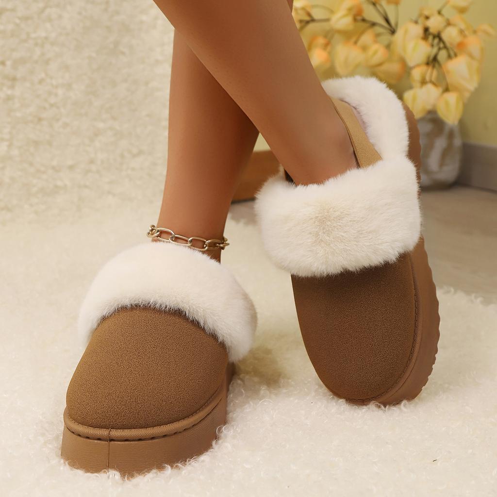 Fashion Women Fur Snow Lightweight Slippers Winter Fashion Home Plush Shoes Light Living Room Boots Popular European American Snow Boots