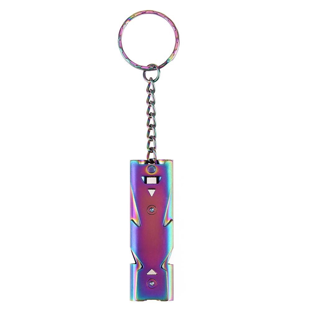 Mini Small Whistle Pendant with Keychain Stainless Steel Keyring Whistles High Decibel Double Pipe Lightweight for Game Referee