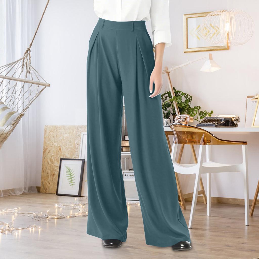 Women's Fashionable Drape High Waist Wide Leg Versatile Casual Formal Trousers