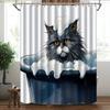 JIT1pcs with hook shower curtain, foam kitten pattern, high-end and elegant, machine-washable, suitable for bathroom and windo