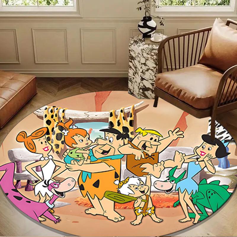 The Flint-stones Family Round mat, Anti-slip Circle Carpet Chair rug For livingroom,Bedroom, doormat home decor Gift Christmas Gifts