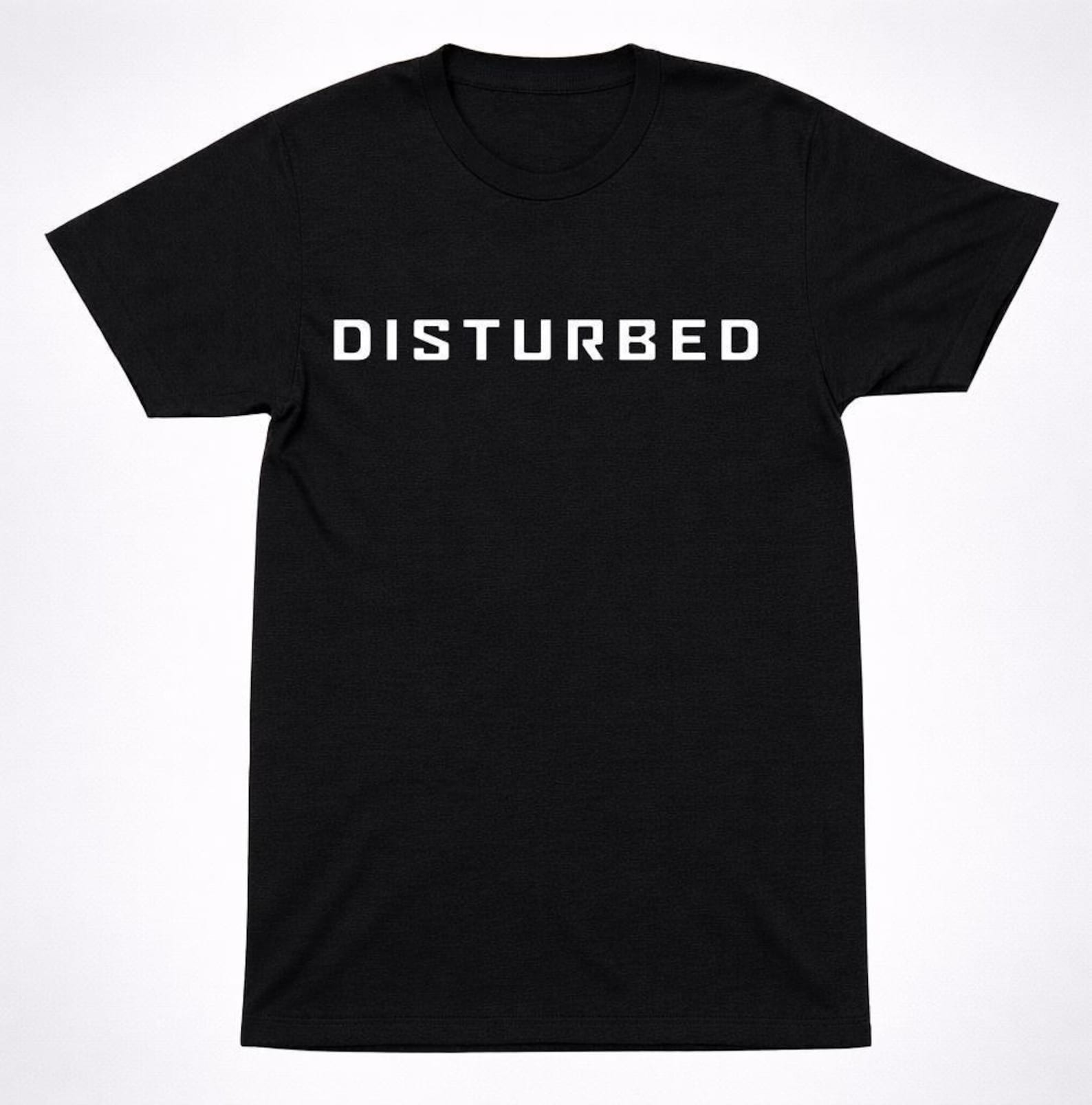 Disturbed Band Shirt: Minimal White Logo - Black Heavy Metal Tee XL