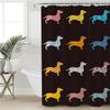 Dachshund Cartoon Dog Shower Curtain Polyester Waterproof Curtain Geometric Striped Kids Bath Curtain Home Decor with Hooks