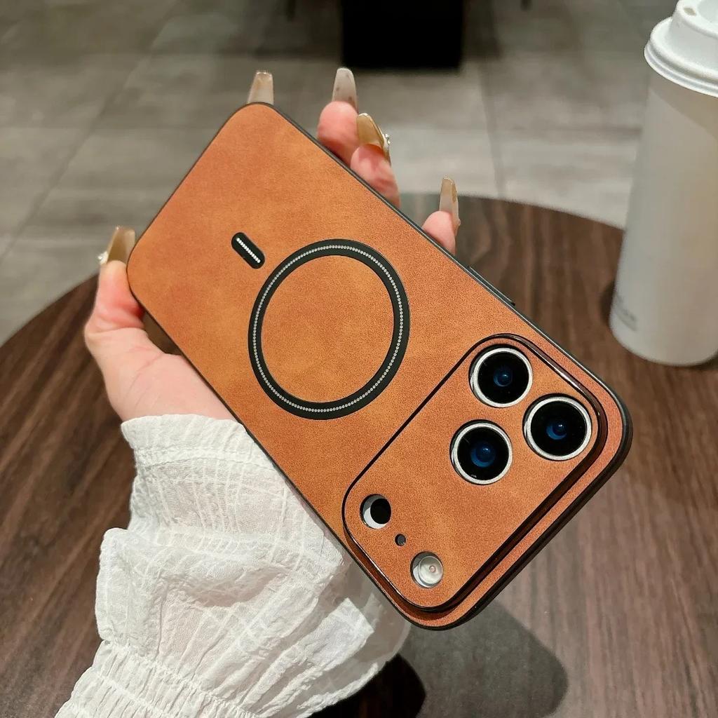Magnetische Lederhülle für iPhone 17 Pro Max 17 Air 17Pro Cover Magnet für MagSafe Stoßfest Rundum-Kameraschutz Schutzhülle