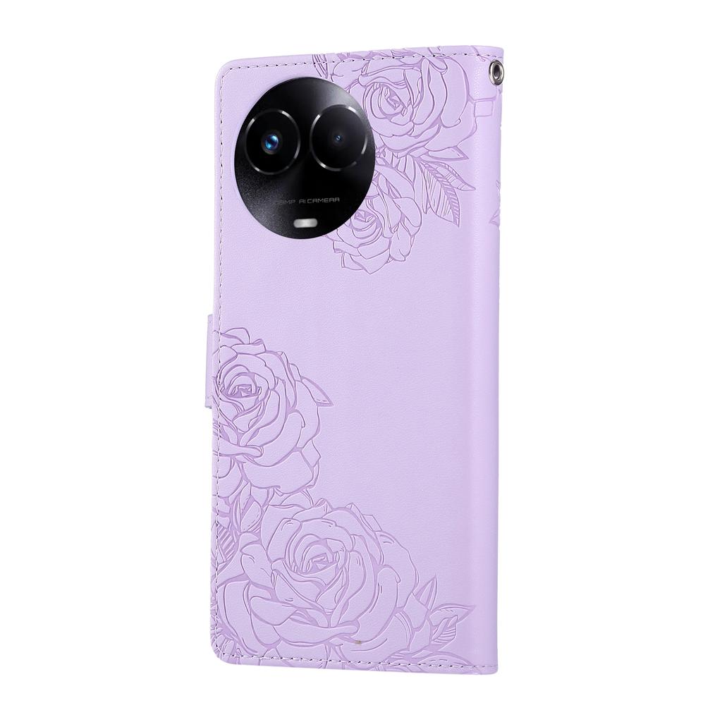 Phone Case For Realme 11 5G (Global)/C67 5G/11x 5G Rose Flower PU Leather Wallet Phone Cover with 3 Card Slots