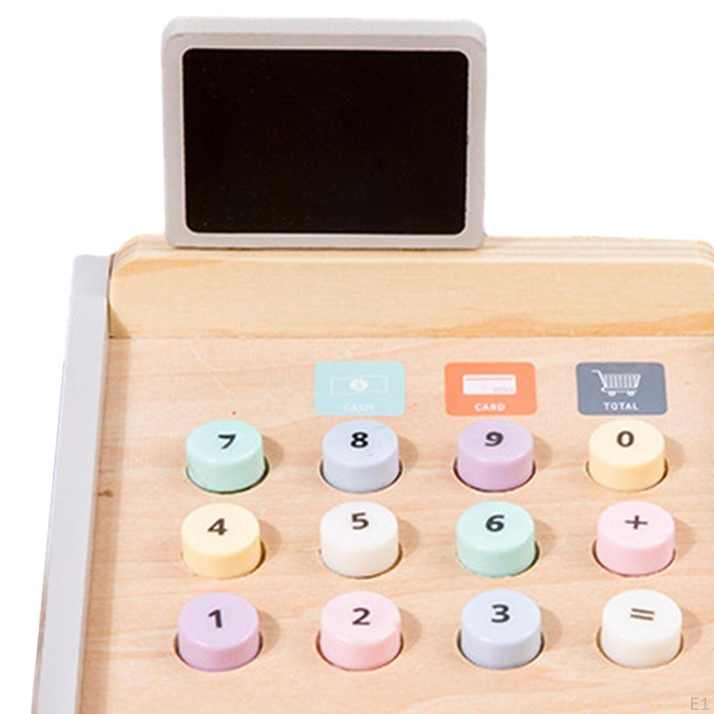 Wooden Cash Register Set Funny Role Play Toy for Toddler Birthday Gift Kids