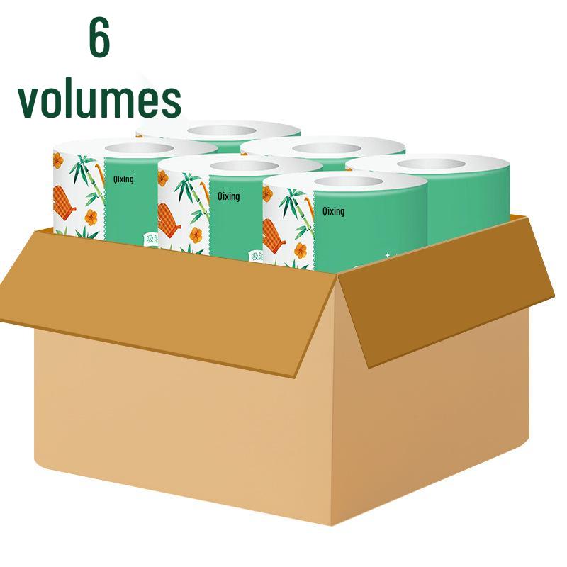 Qixing Bamboo Pulp Kitchen Tissues: Oil & Water Absorbent, 10 Rolls.