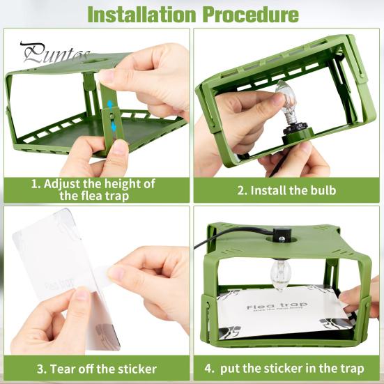 Indoor Flea Trap Retractable Energy Saving Kid-friendly High Brightness Simple Installation Pet Control No-Radiation Indoor Sticky Flea Trap with LED