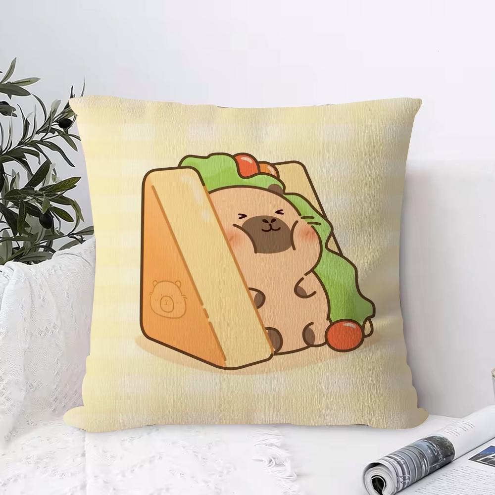 Cute Cartoon Capybara Go! Pillow Case Ultra Soft Skin Friendly Fabric Cloud Like Comfort & Concealed Zipper
