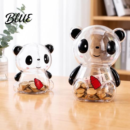 Cash Savings Jar Clear Panda Piggy Bank for Kids, Plastic Coin Bank, Money Large Capacity Change Holder Saving Box Decoration, Christmas Birthday