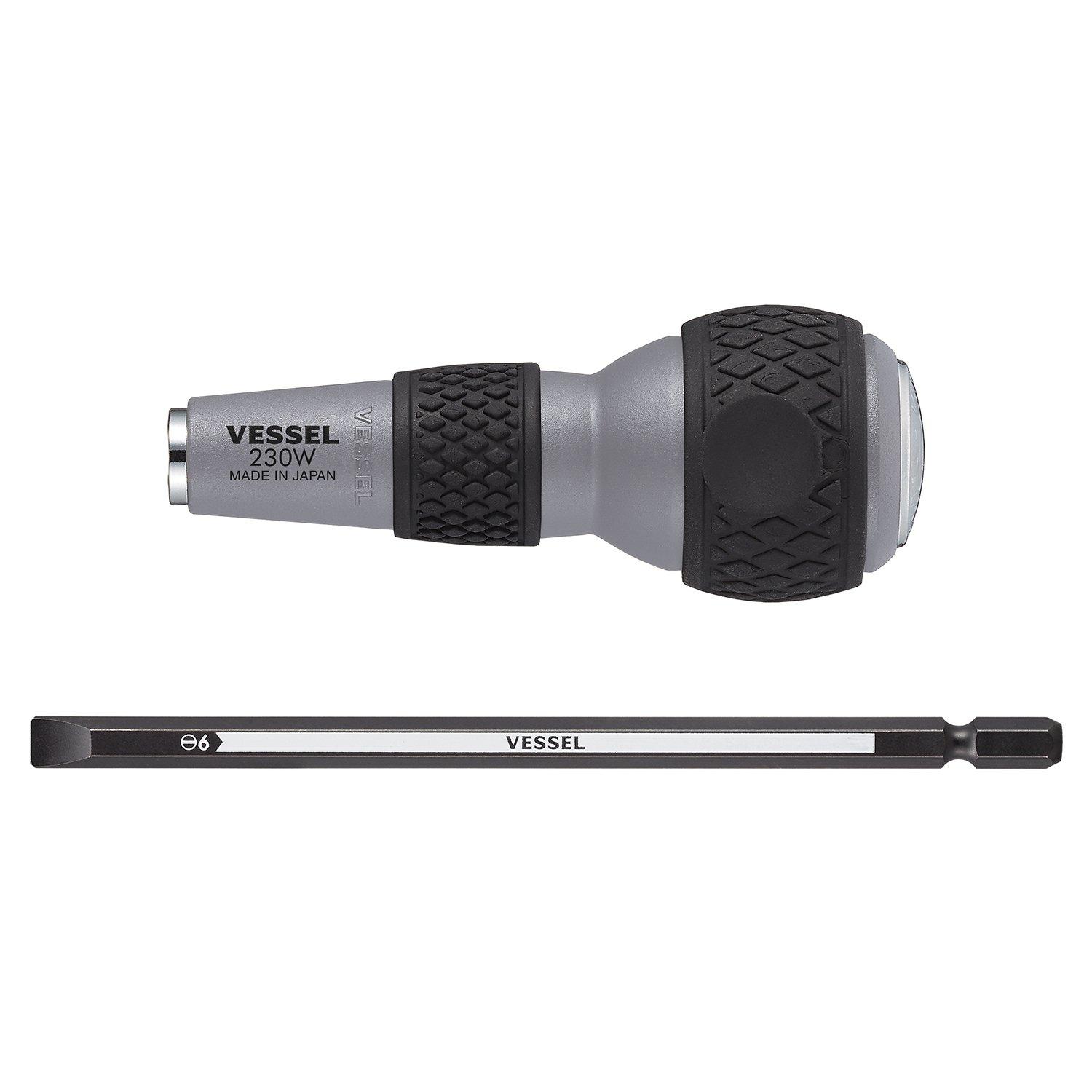 VESSEL Ball Grip Interchangeable Screwdriver 6 Bits Included Through-Hole - 230W-6