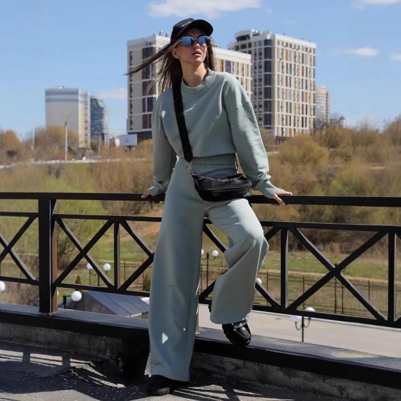 Womens Casual Solid Color Hoodie Wide Leg Pants Set Long Sleeve Relaxed Fit Streetwear Outfit