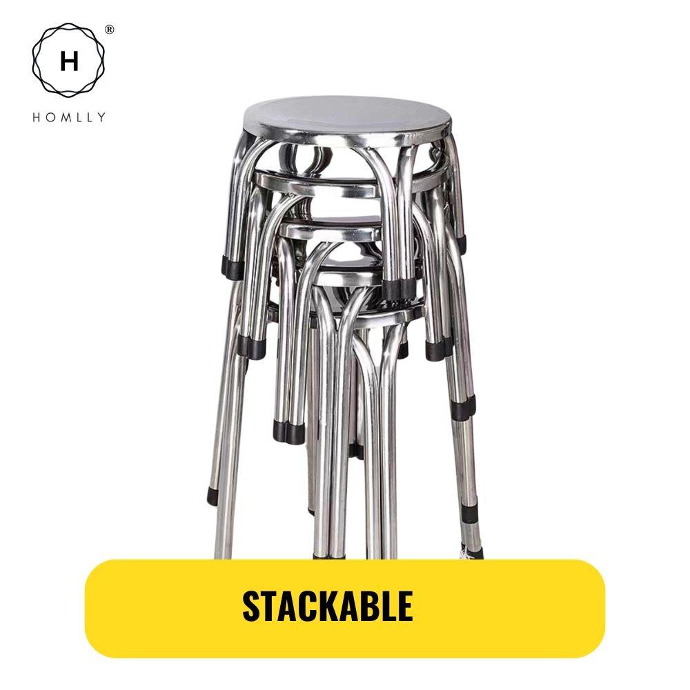 Homlly Tonii Stainless Steel Doctor Stool (Various Heights Available)