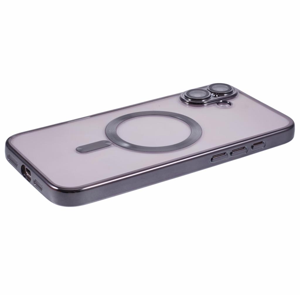 For iPhone 16 Plus Magnetic Case Electroplating TPU Phone Cover with Lens Film