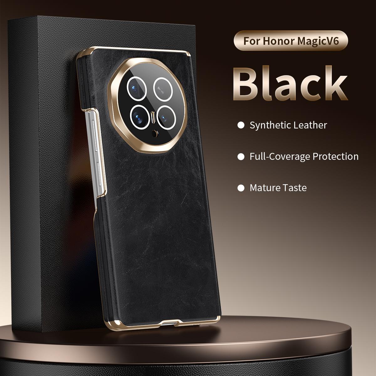 For Honor Magic V6 Case Luxury Leather Folding Business Phone Cover for Honor Magic V6 Stand with Shockproof bumper Shell Honor Magic V6