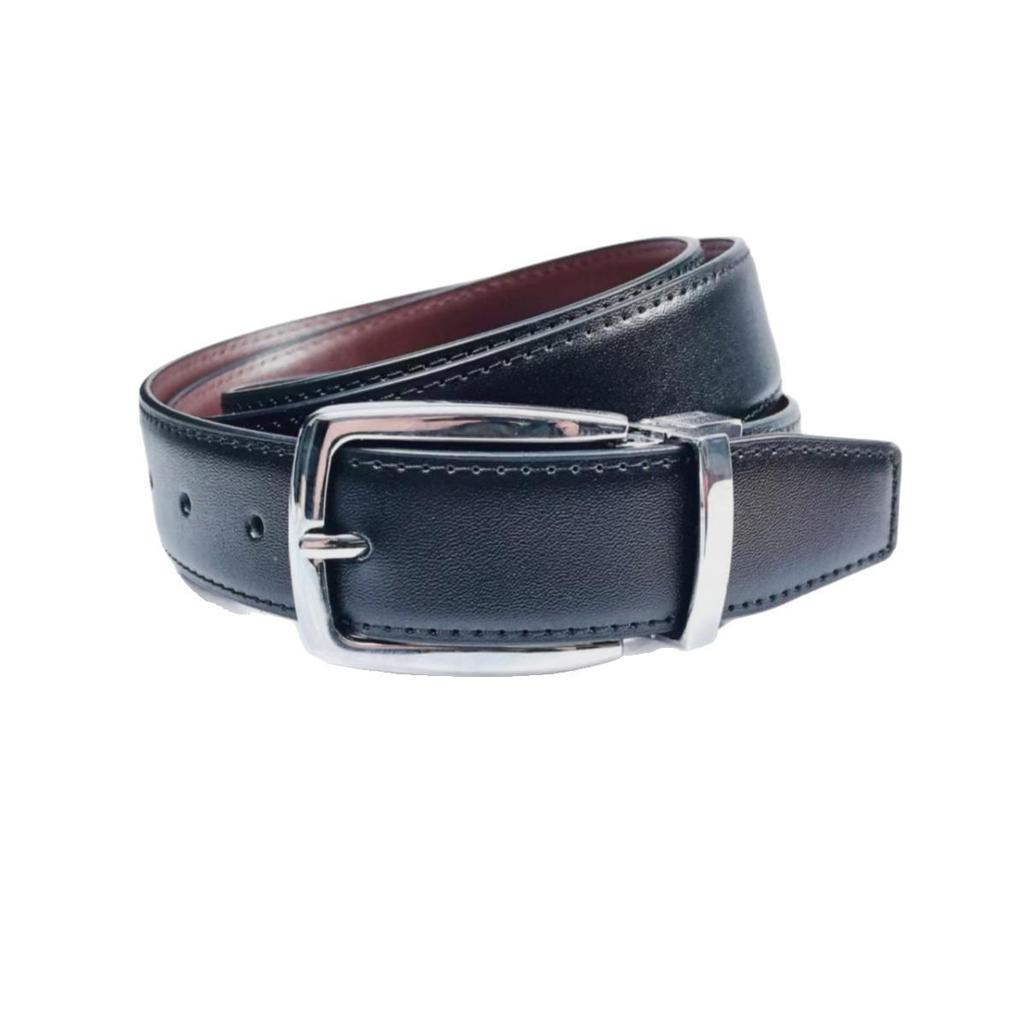 Men's Genuine Cowhide Rotating Buckle Belt, Double-Sided for Business Casual Wear