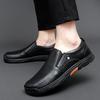 Men's Autumn Low-Top Slip-On Leather Shoes - Versatile, Breathable Casual Driving Footwear in Large British Style.