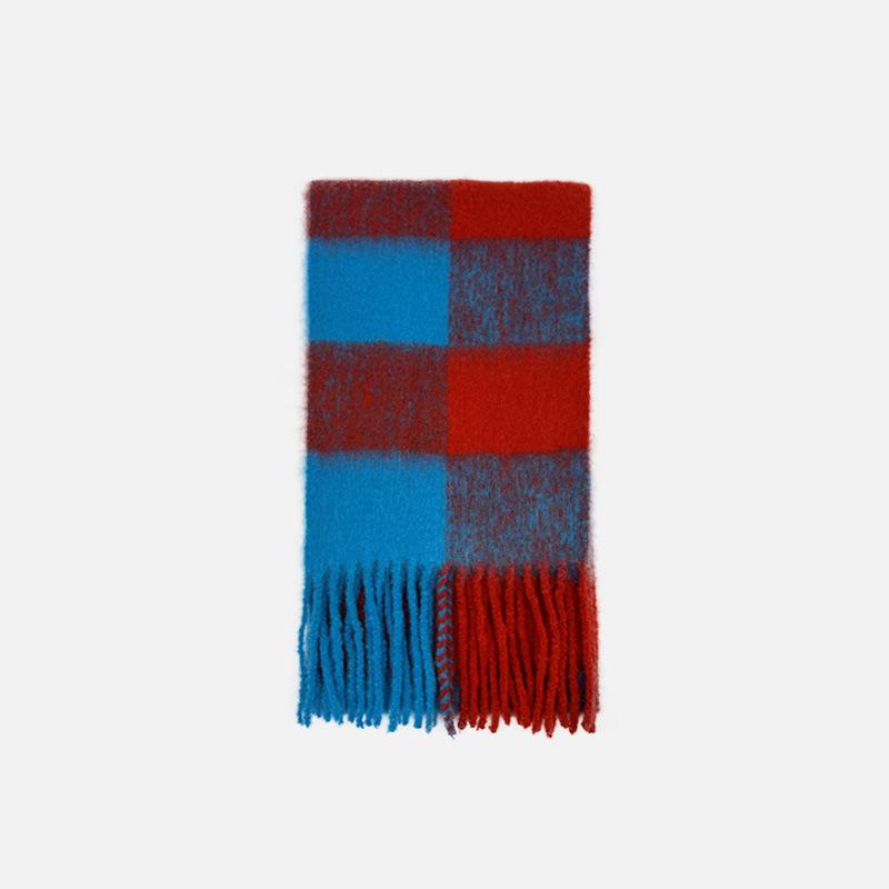 Wool Retro Large Plaid Scarf Women s Autumn and Winter Warm Soft and Waxy Atmosphere Scarf 230*30cm