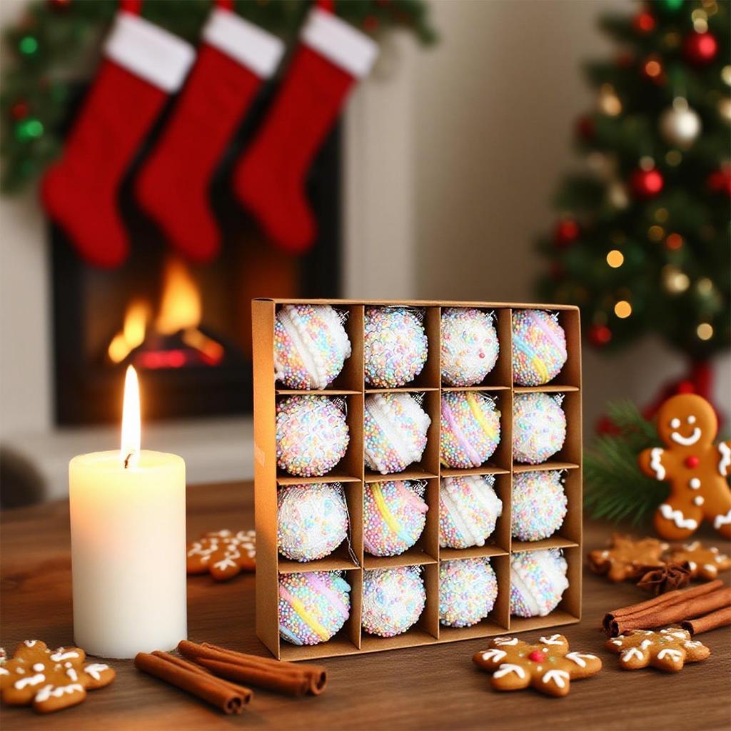 16pcs 6cm Christmas Ball Ornament Foam Christmas color Ball Christmas Tree Hanging Ball Pendant For Holiday Parties