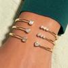 Stainless Steel Open Bangle Minimalist Irregular Zircon Bracelet Versatile Womens Luxury Jewelry