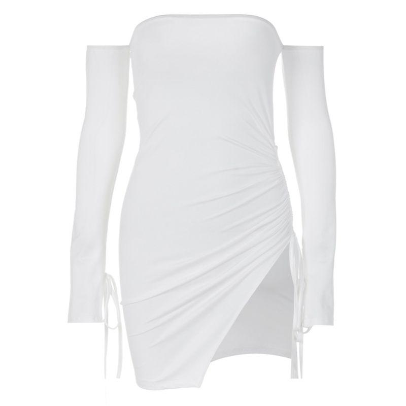 Western Style Women clothes 2024 New Fashion Sexy off-the-Shoulder Wrap-around Split Sheath Short dress
