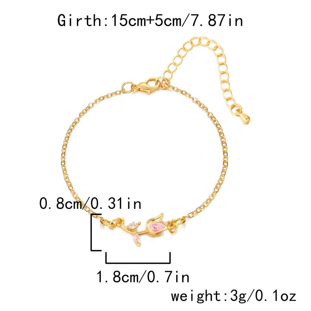 Fashion Elegant Crystal Tulip Flower Bracelets For Women Exquisite Sweet Colorful Floral Snake Chain Bracelet Wedding Jewelry
