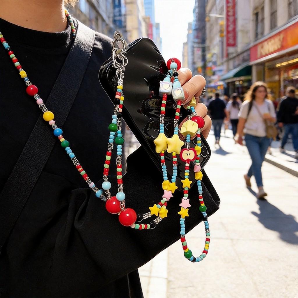 Smartphone Lanyard Pvc Beaded Crossbody Chain For Men And Women
