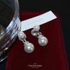 French retro temperament pearl stud earrings light luxury elegant explosion mosquito coil disc ear clips no holes high-end niche earrings