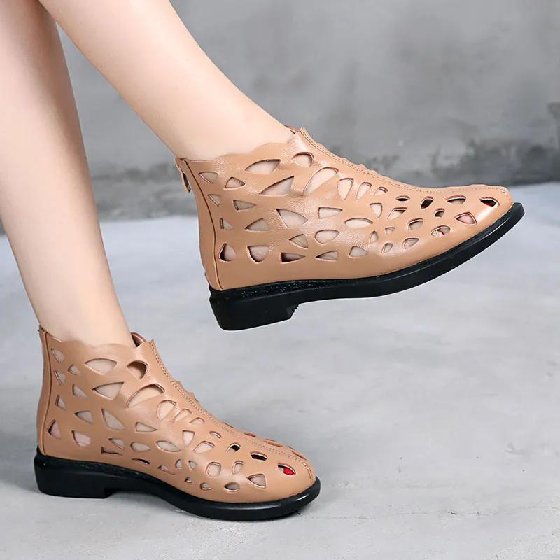 

WTEMPO Spring and Summer Boots Breathable Sandals Women s Shoes Ankle Boots Hollow Short Boots Women s Singles Boots Flat Heel Casual Large Size 35 хакі