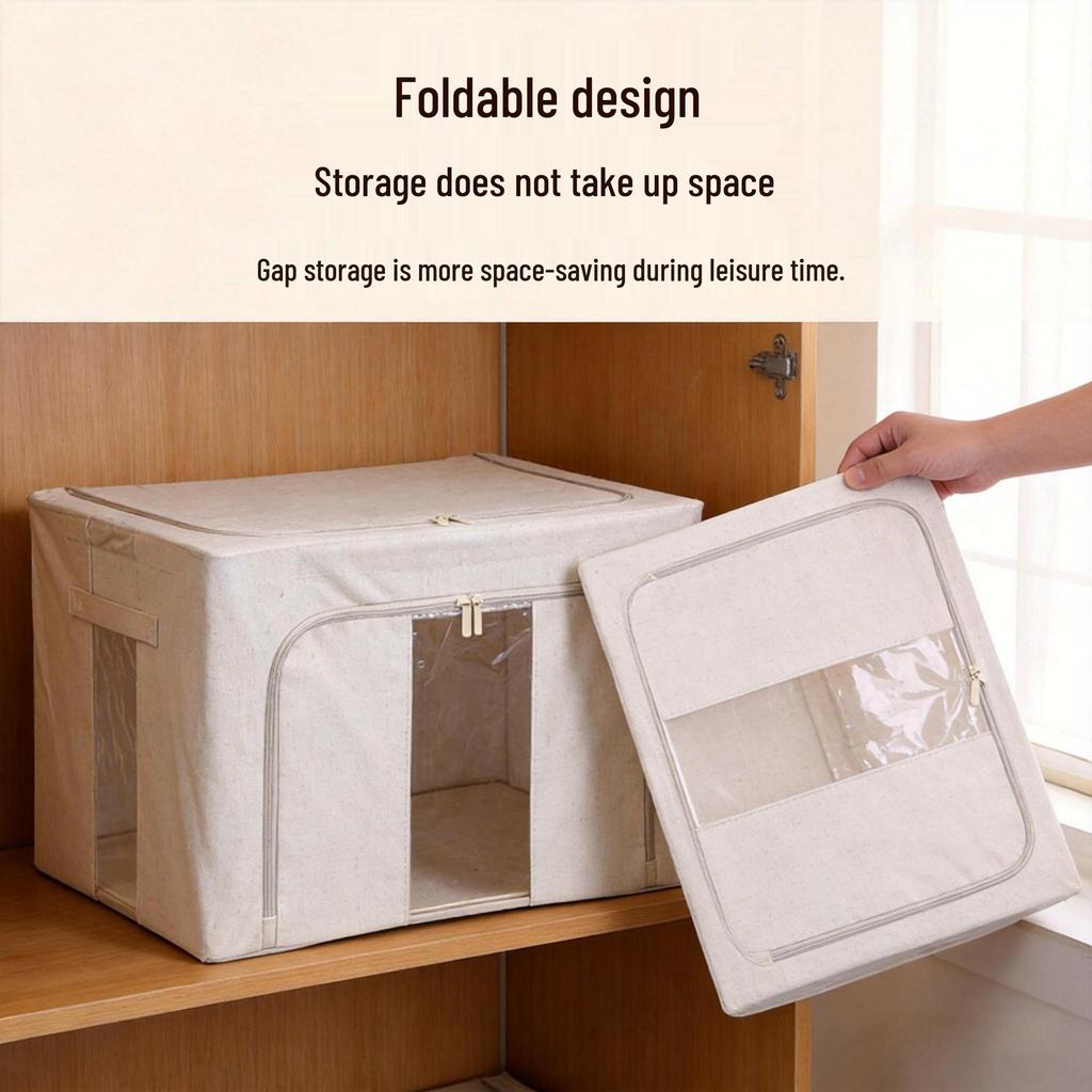 Tianshan Cotton Linen Transparent Window Storage Box for Bedroom Quilts and Clothes
