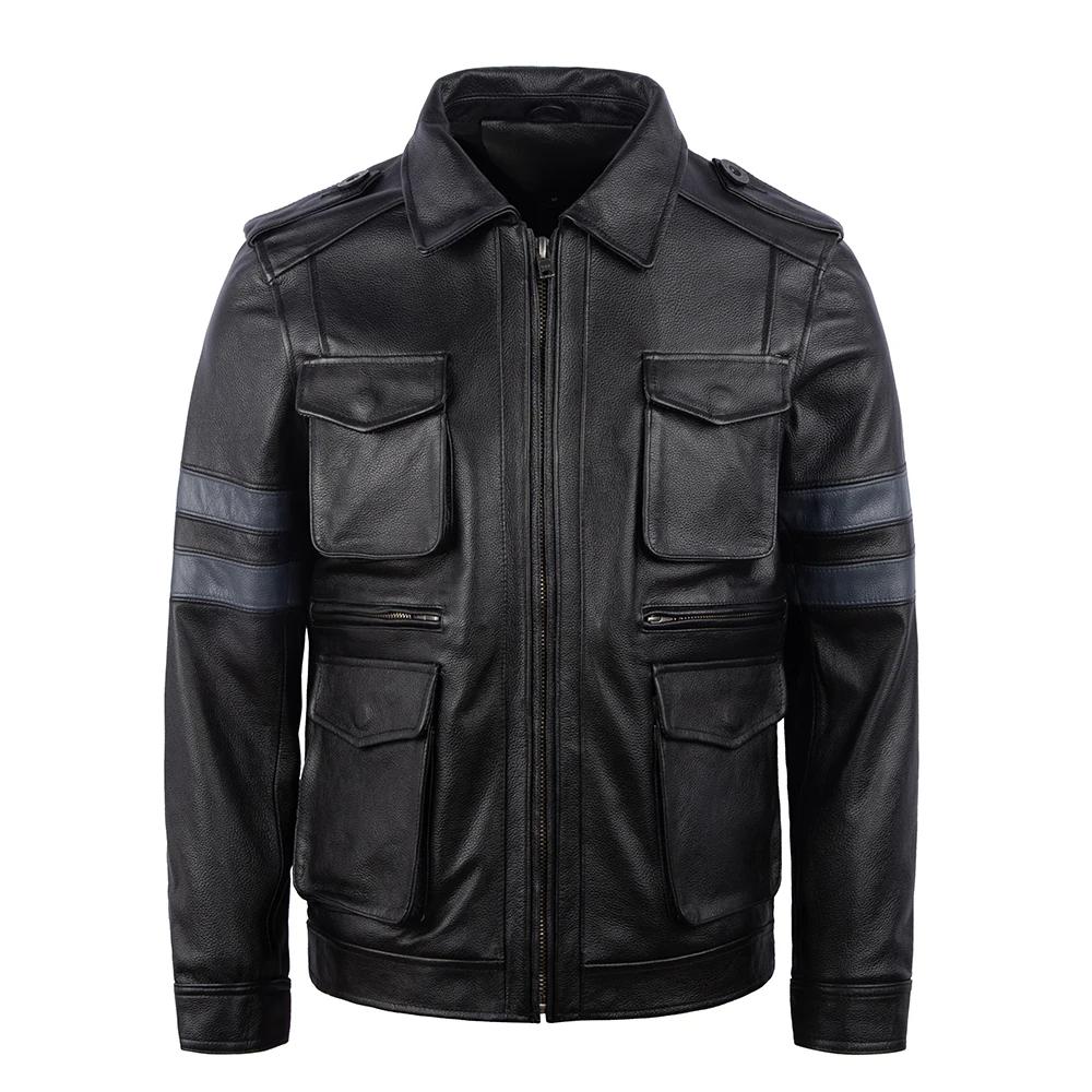 M65 Hunting Vintage Red Brown Genuine Leather Jacket Men Soft Real Cowhide Black Winter Coat Biker Jacket
