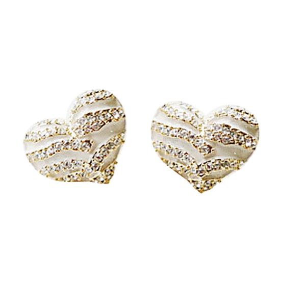 Women's Fashion Zebra Crystal Rhinestone Heart Shape Ear Stud Earrings Jewelry