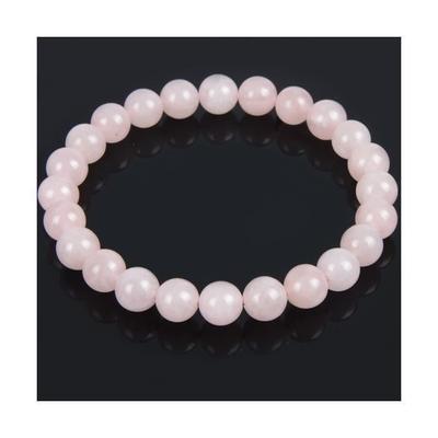 Lithotherapy Bracelet - Lithotherapy - Natural Rose Quartz - Elastic - 25 Beads - 8mm