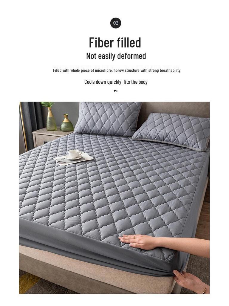 Waterproof Quilted Mattress Protector: Breathable, Dustproof, Incontinence Fitted Sheet Cover.