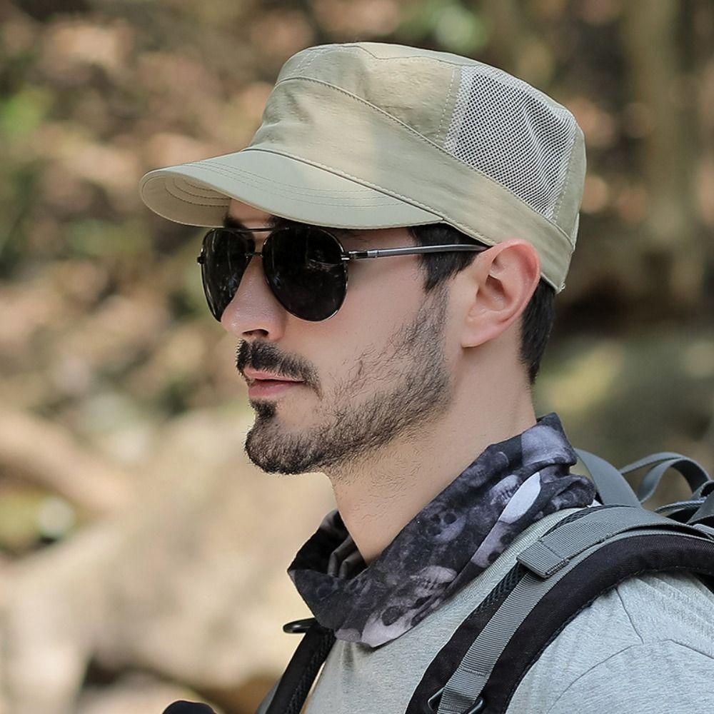 Adjustable Flat Top Hat Solid Color Men’s Sun Hat Casual Flat Peaked Cap  Unisex