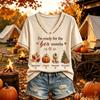 Women's Casual Halloween Print Short Sleeve T-Shirt Top for Fall and Everyday Wear