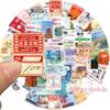 [TG835]60PCS Japanese Postcard Ticket INS Style Stamp Sticker Stationery Travel Diary Luggage Waterproof Helmet Stickers
