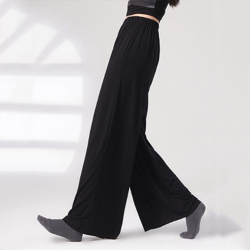 Women's Modern Chinese Classical Dance Wide-Leg Pants - Flowy, Loose, Four-Season Wear