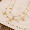 Simple And Elegant Flower Pearl Necklace With Gold Leaf Zircon Pendant For Women Fashion Jewelry