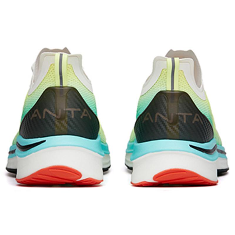 ANTA MACH 1.0 Running Shoes Men's Low top Ivory White/Dazzling Neon Yellow/Fluorescent Aqua Green Sneakers 112215566-3