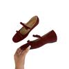 Jonmei for San Nei heightening retro suede ballet single shoes women's shoes 2025 autumn bow evening shoes