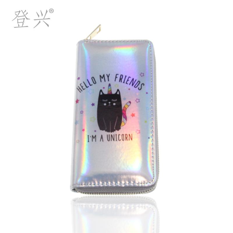 New Laser Cat Cat Rainbow PU Long Wallet, Card Bag Wallet