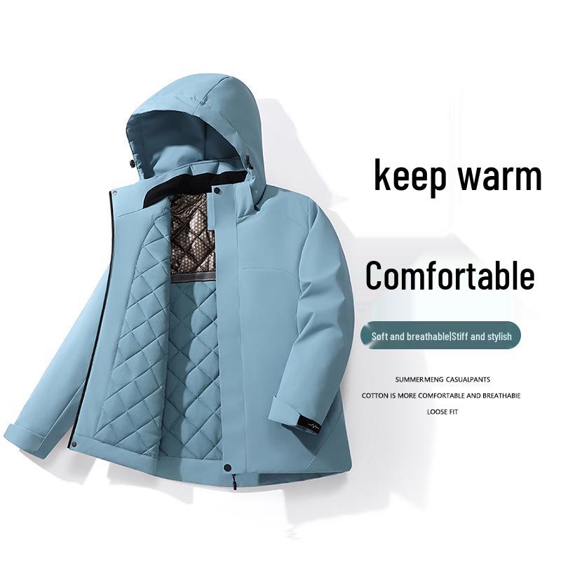 Di Yu Shen Long Winter Graphene Ski Jacket - Thickened, Warm, Rainproof, Casual Hooded Cotton Outerwear for Couples