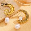 Retro Crescent Moon Earrings 1 Pair Women Ear Pin Structure