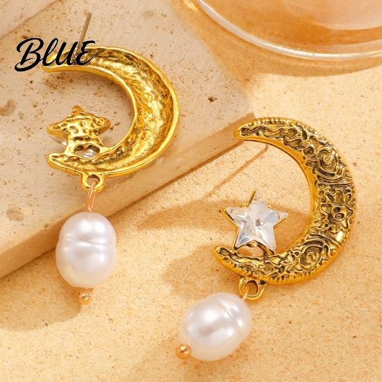 Retro Crescent Moon Earrings 1 Pair Women Ear Pin Structure