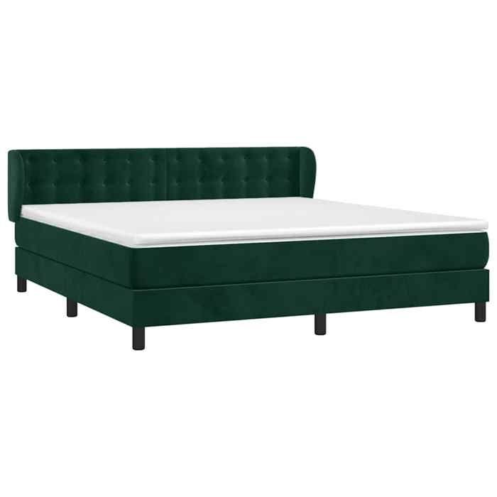 Lit avec matelas - Maison Exclusive - Velours vert foncé - 160x200cm - Tête de lit réglable