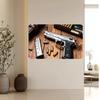 Vintage Pistol Tin Sign Metal Wall Art Retro Ammo Decor for Man Cave Bar Garage